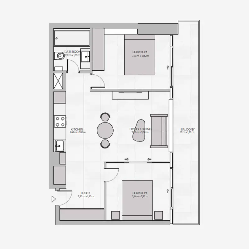 2 bedroom floor plan