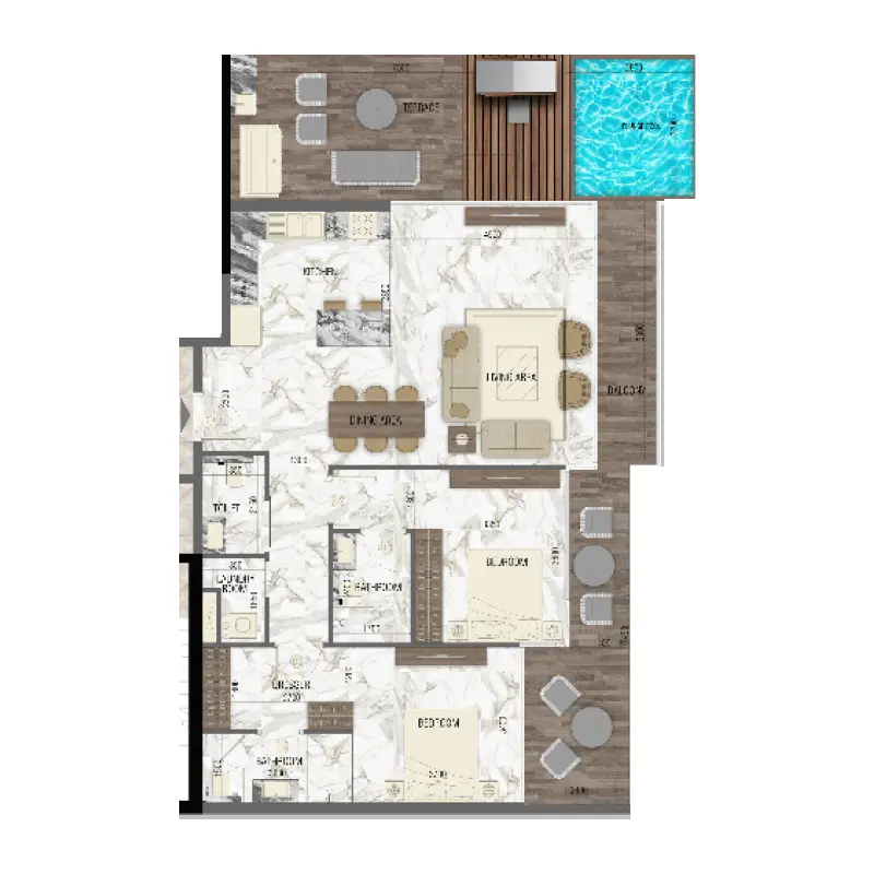 2 bedroom floor plan