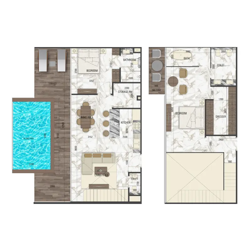 2 bedroom floor plan