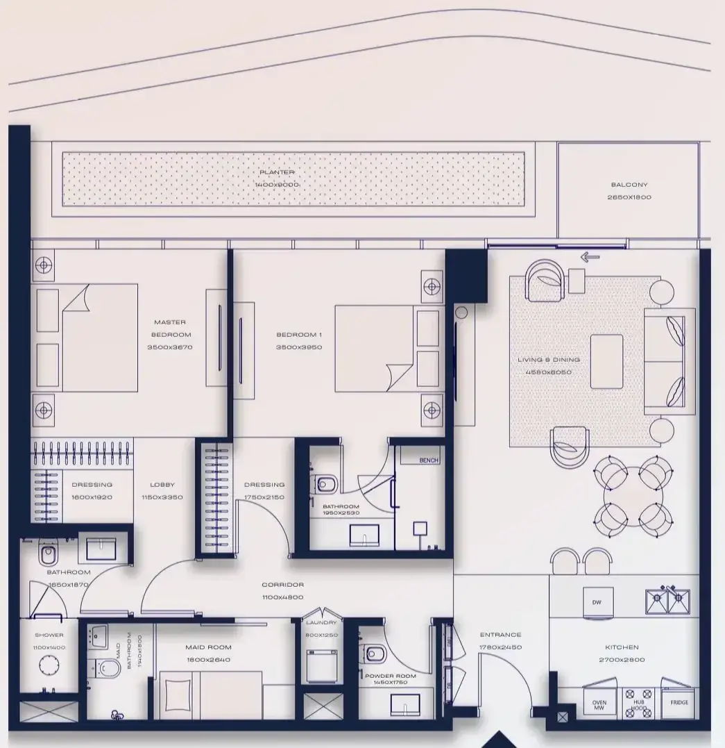 2 Bedrooms apartments - Silena Residences floor plan