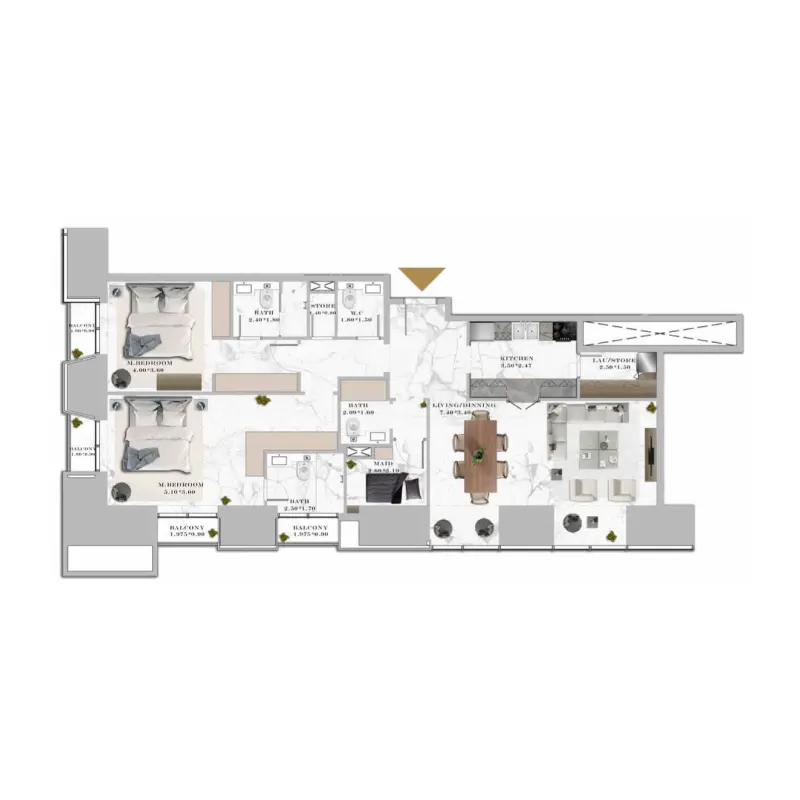 2 bedroom floor plan