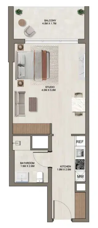 Studio apartments - Ghaff Land Residence floor plan