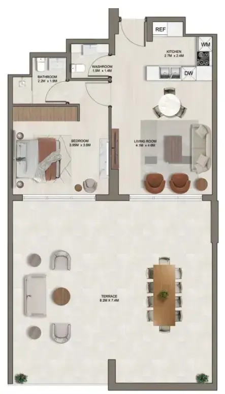 1 Bedroom apartments - Ghaff Land Residence floor plan