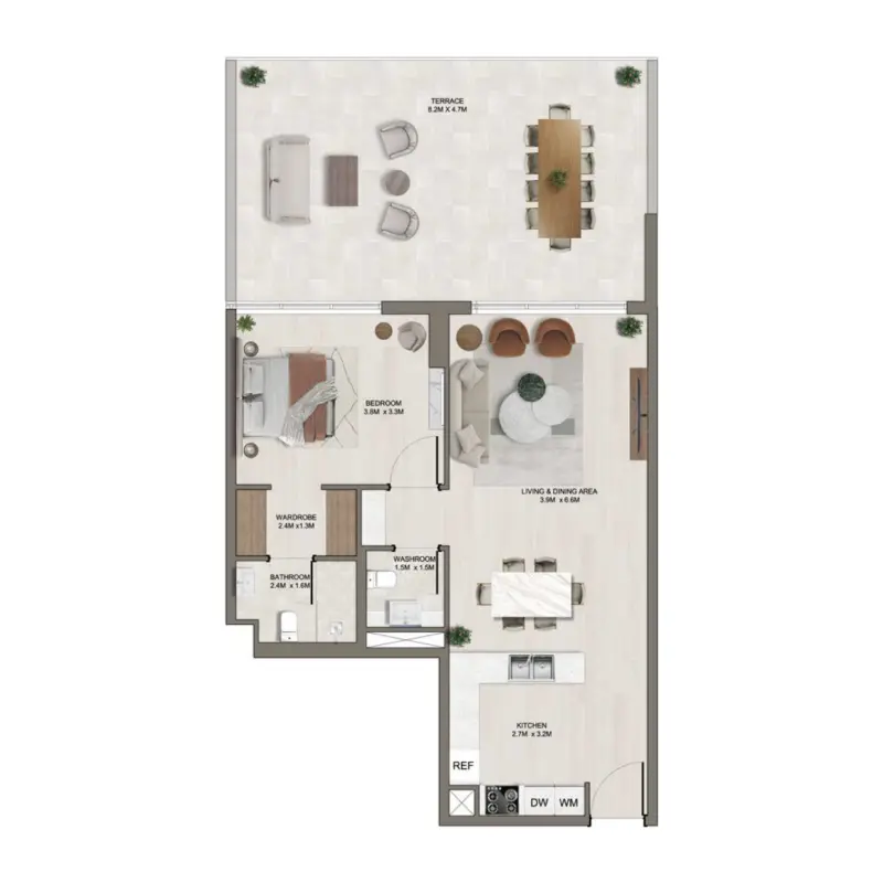 1 bedroom floor plan