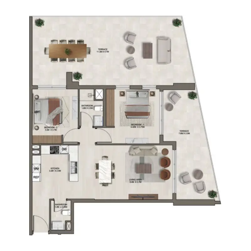 2 bedroom floor plan