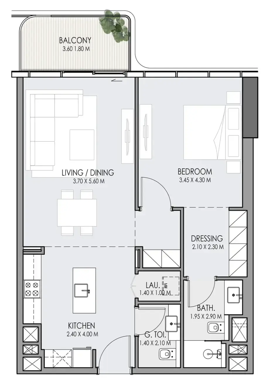 1 Bedroom apartments - Do Hotels and Residences floor plan