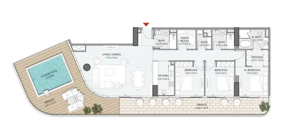 3 Bedrooms apartments - Do Hotels and Residences floor plan
