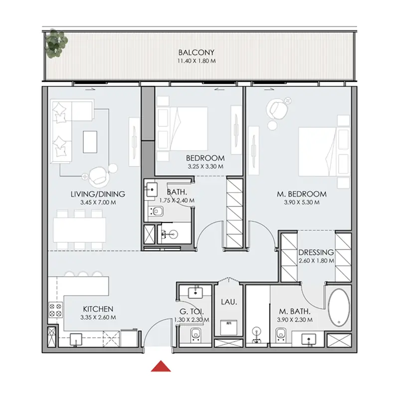 2 bedroom Apartments -  Do Hotels and Residences floor plan