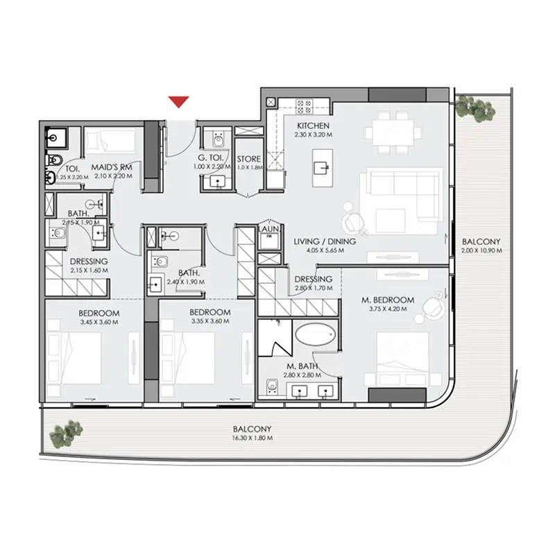 3 bedroom Apartments -  Do Hotels and Residences floor plan