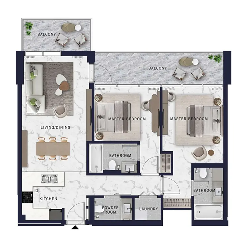 2 bedroom Apartments -  DoubleTree by Hilton floor plan
