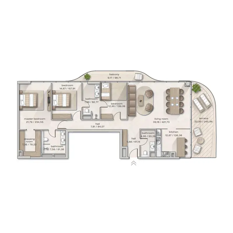 3 Bedrooms penthouse - Zephyra Residences floor plan