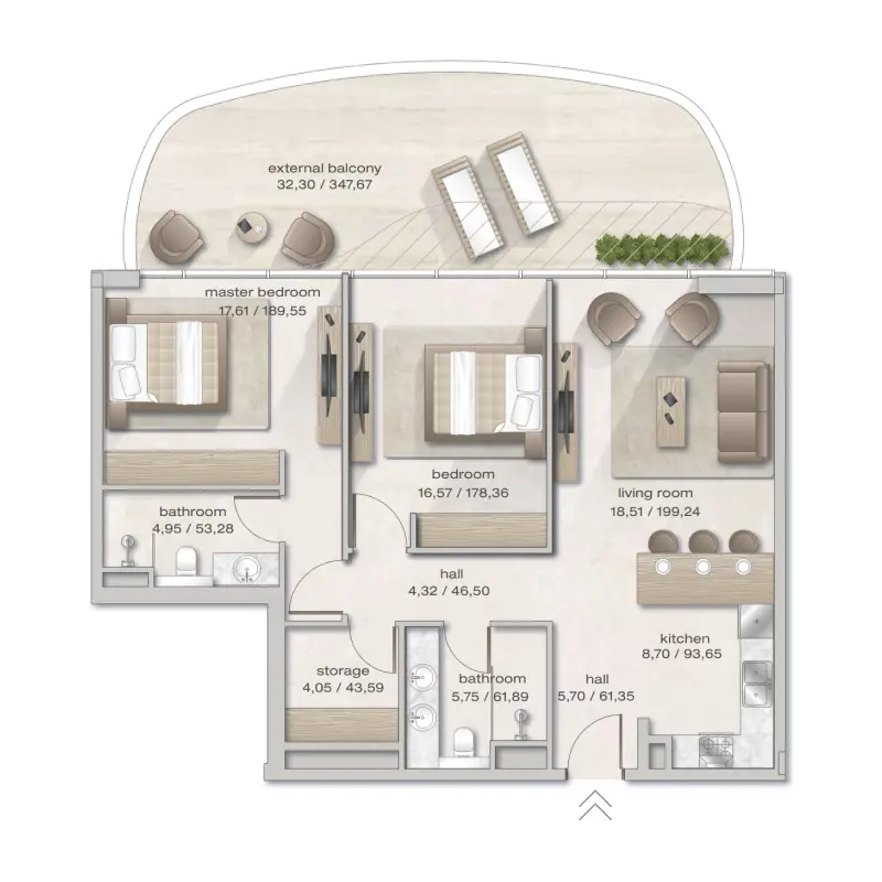 2 bedroom floor plan