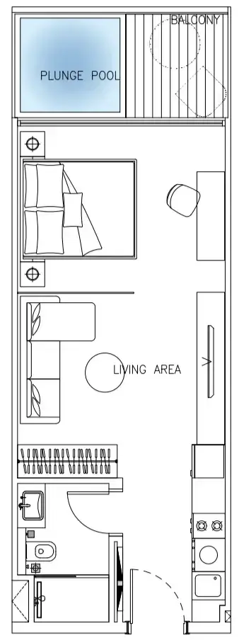 Studio hotel apartments - Sky Suites floor plan
