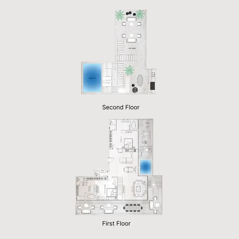 2 Bedrooms duplex - Sky Suites floor plan