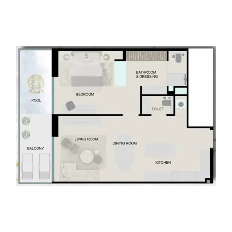 1 bedroom floor plan