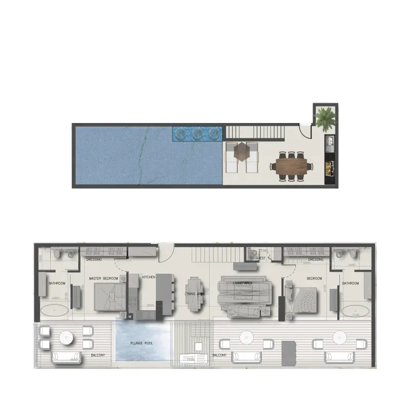 2 bedroom floor plan