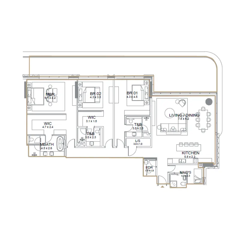 3 bedroom floor plan