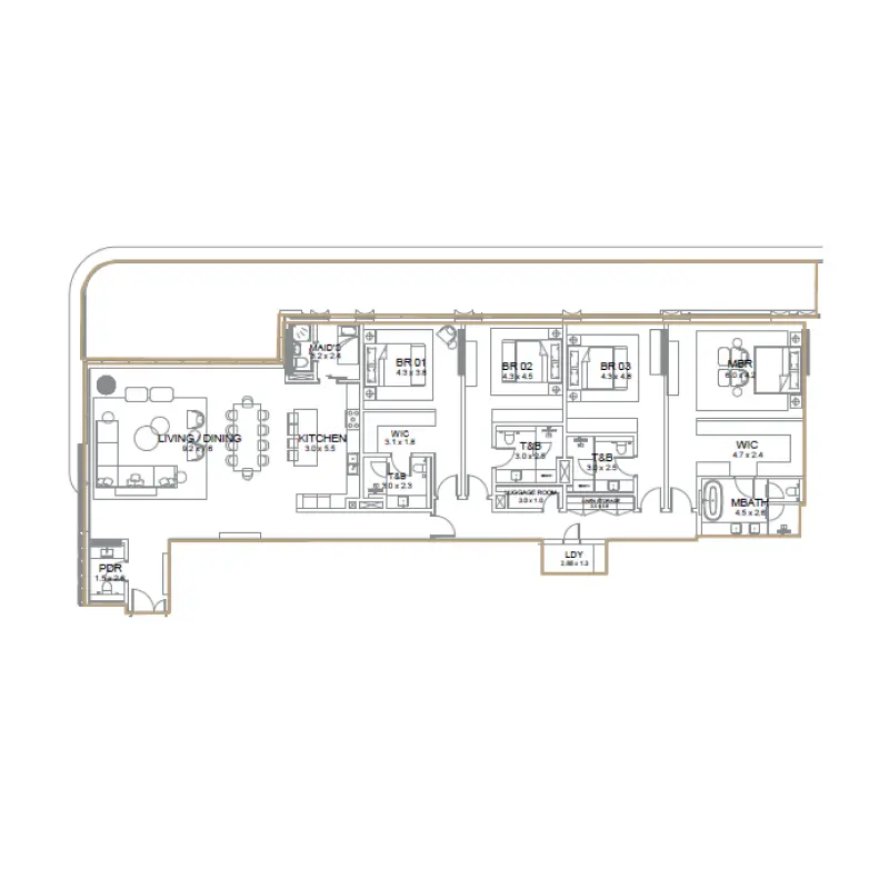 3 bedroom floor plan