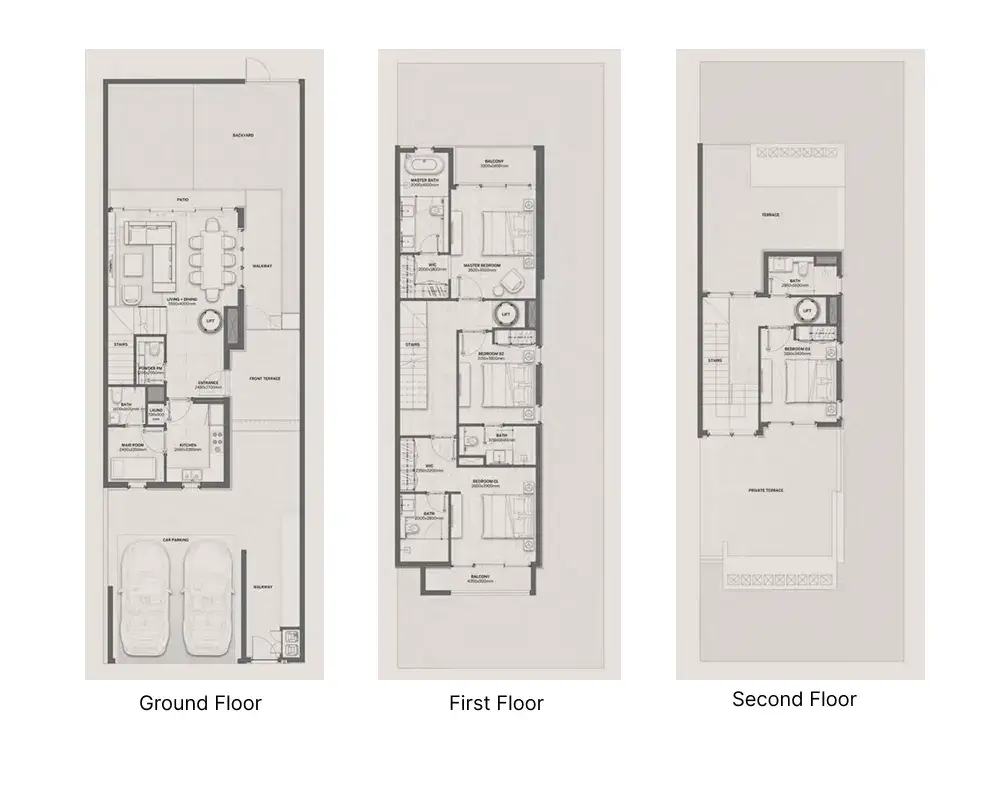 4 Bedrooms villa - D Villas floor plan