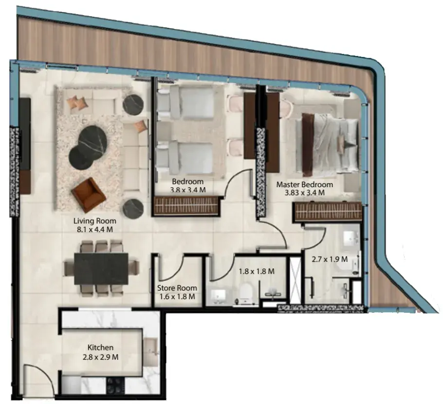 2 Bedrooms apartments - Cresswell Views floor plan