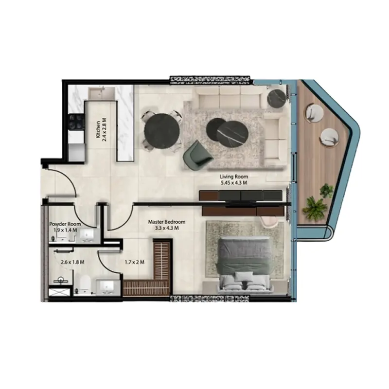 1 bedroom Apartments -  Cresswell Views floor plan
