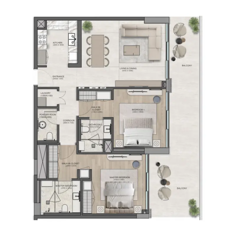 2 bedroom floor plan
