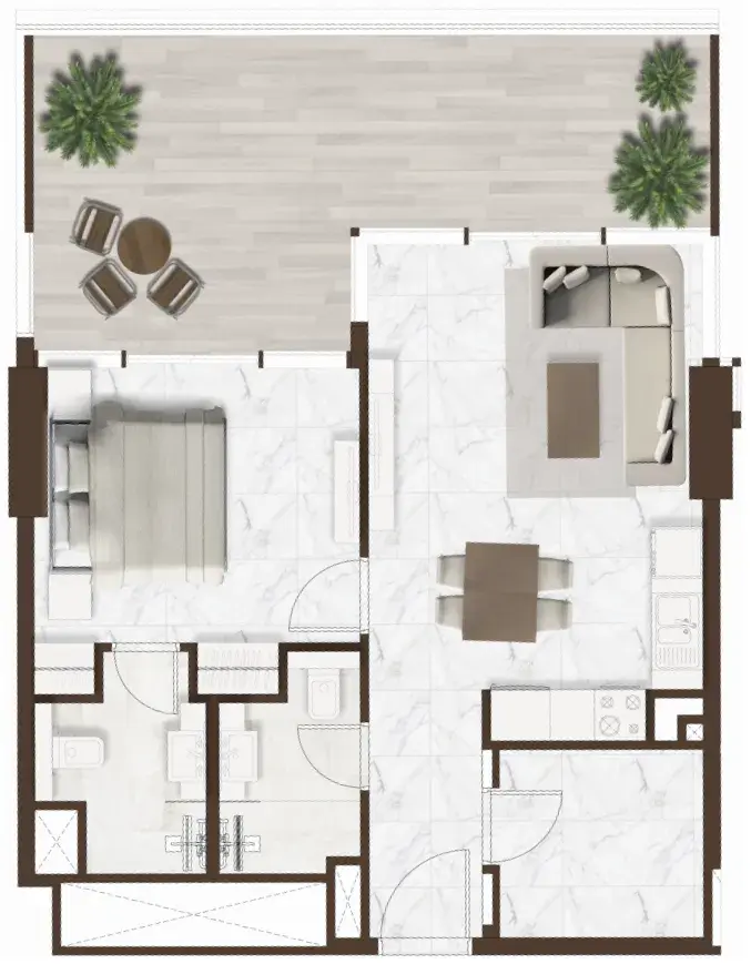1 Bedroom apartments - Onda by Kasco floor plan