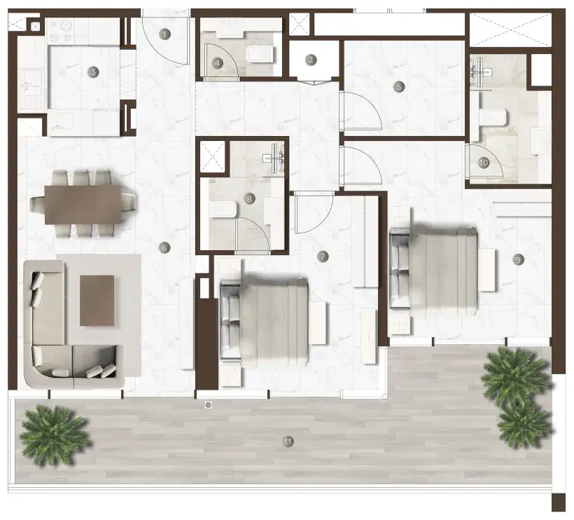 2 Bedrooms apartments - Onda by Kasco floor plan