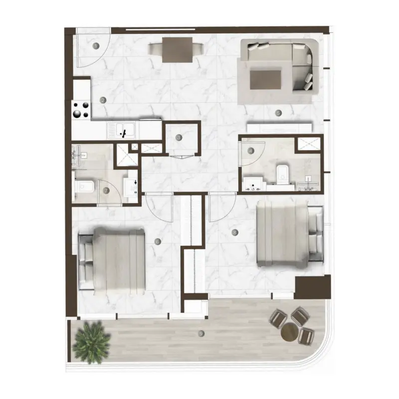 2 bedroom floor plan