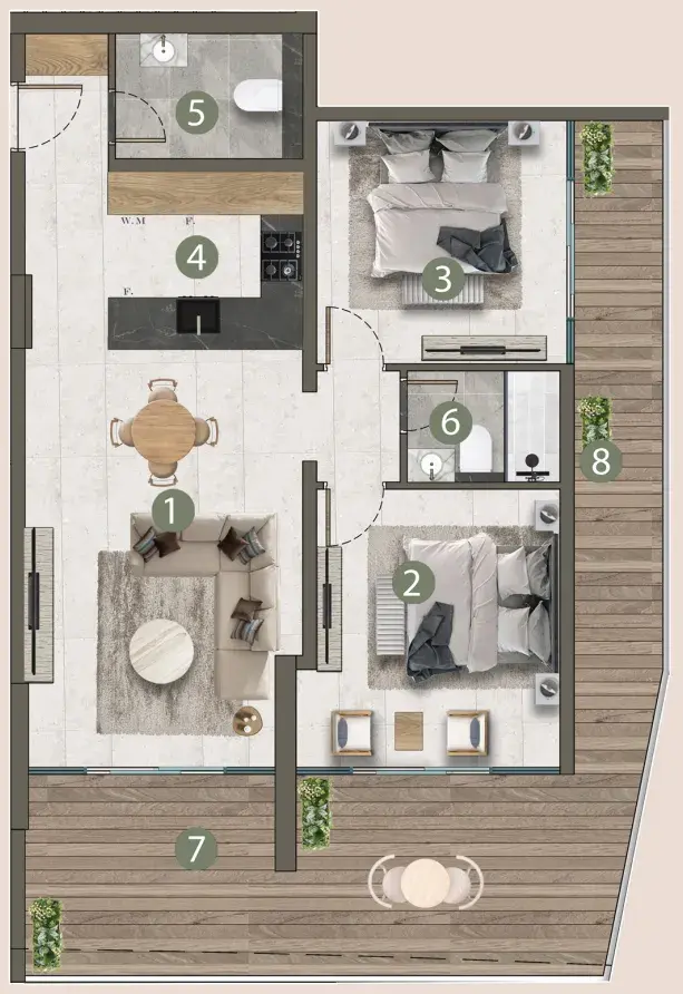 2 Bedrooms apartments - Lilian Residences floor plan