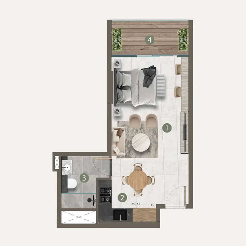 Studio Apartments -  Lilian Residences floor plan