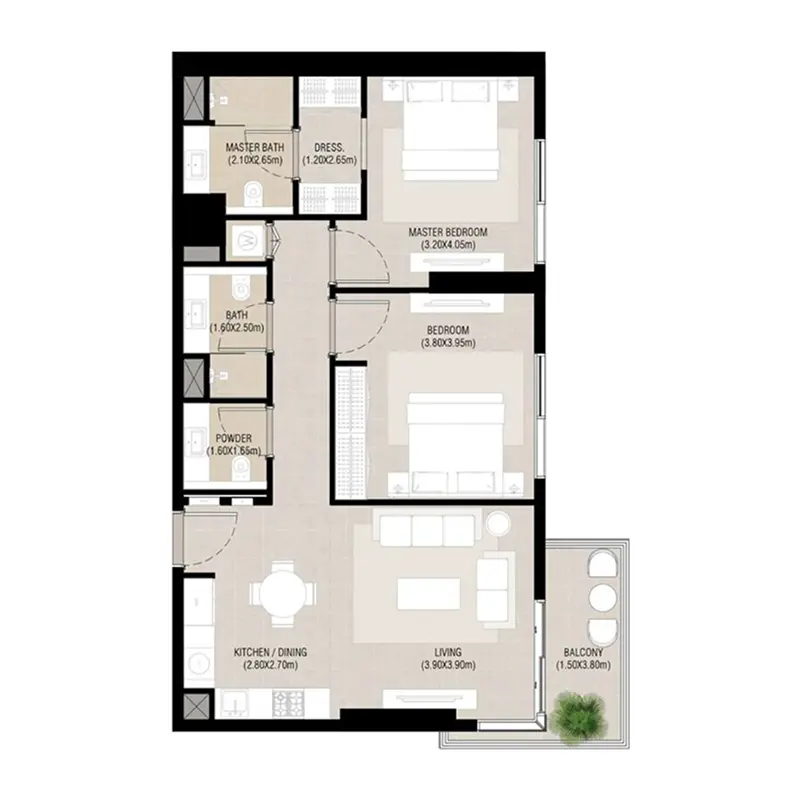 2 bedroom Apartments -  Camden floor plan