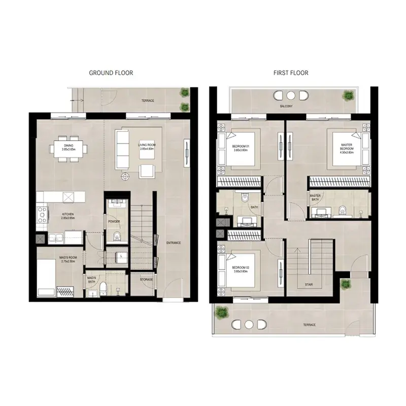 3 Bedrooms duplex - Olbia floor plan