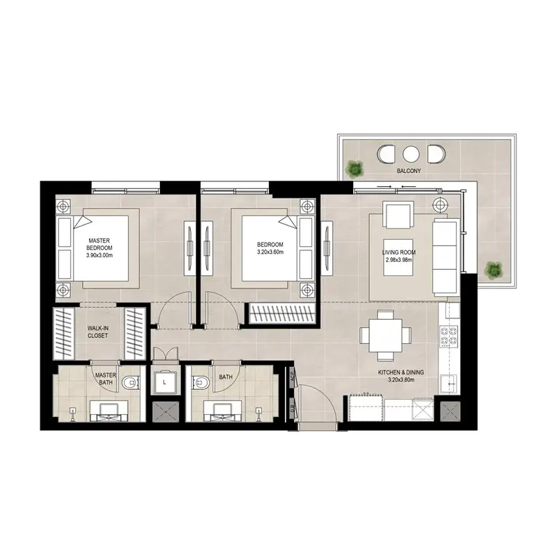 2 bedroom Apartments -  Olbia floor plan