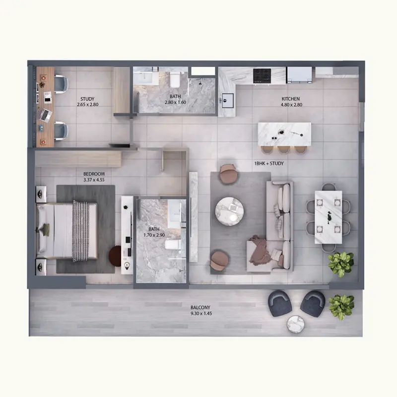 1,5 bedroom Apartments -  Minati Homes 1 floor plan