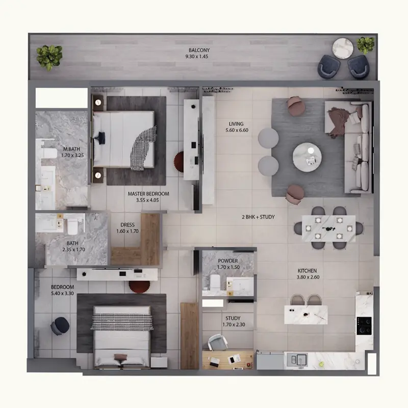 2,5 bedroom Apartments -  Minati Homes 1 floor plan