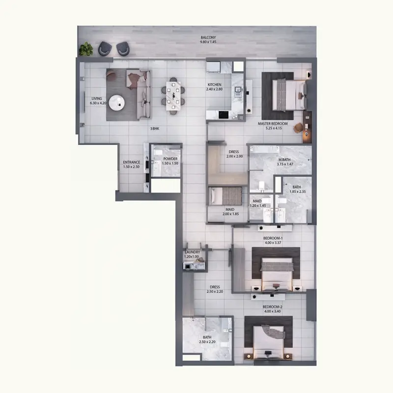 3,5 bedroom Apartments -  Minati Homes 1 floor plan