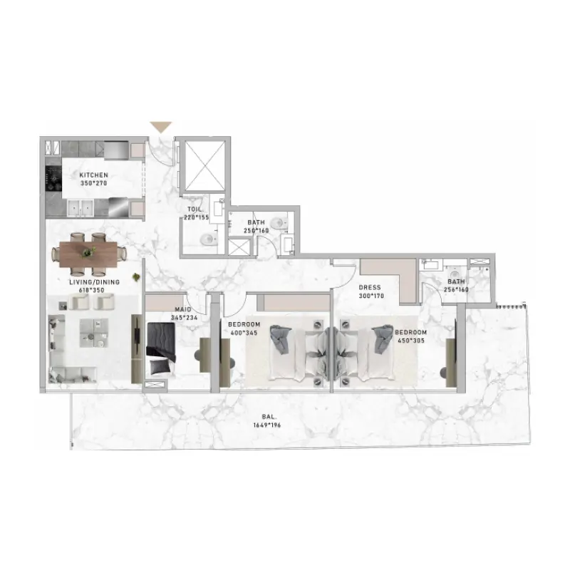 2 bedroom floor plan