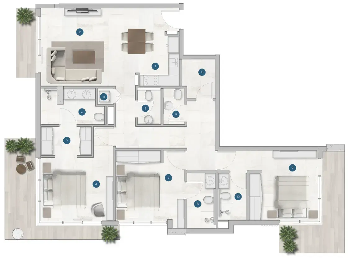 3 Bedrooms apartments - Sola Residences floor plan