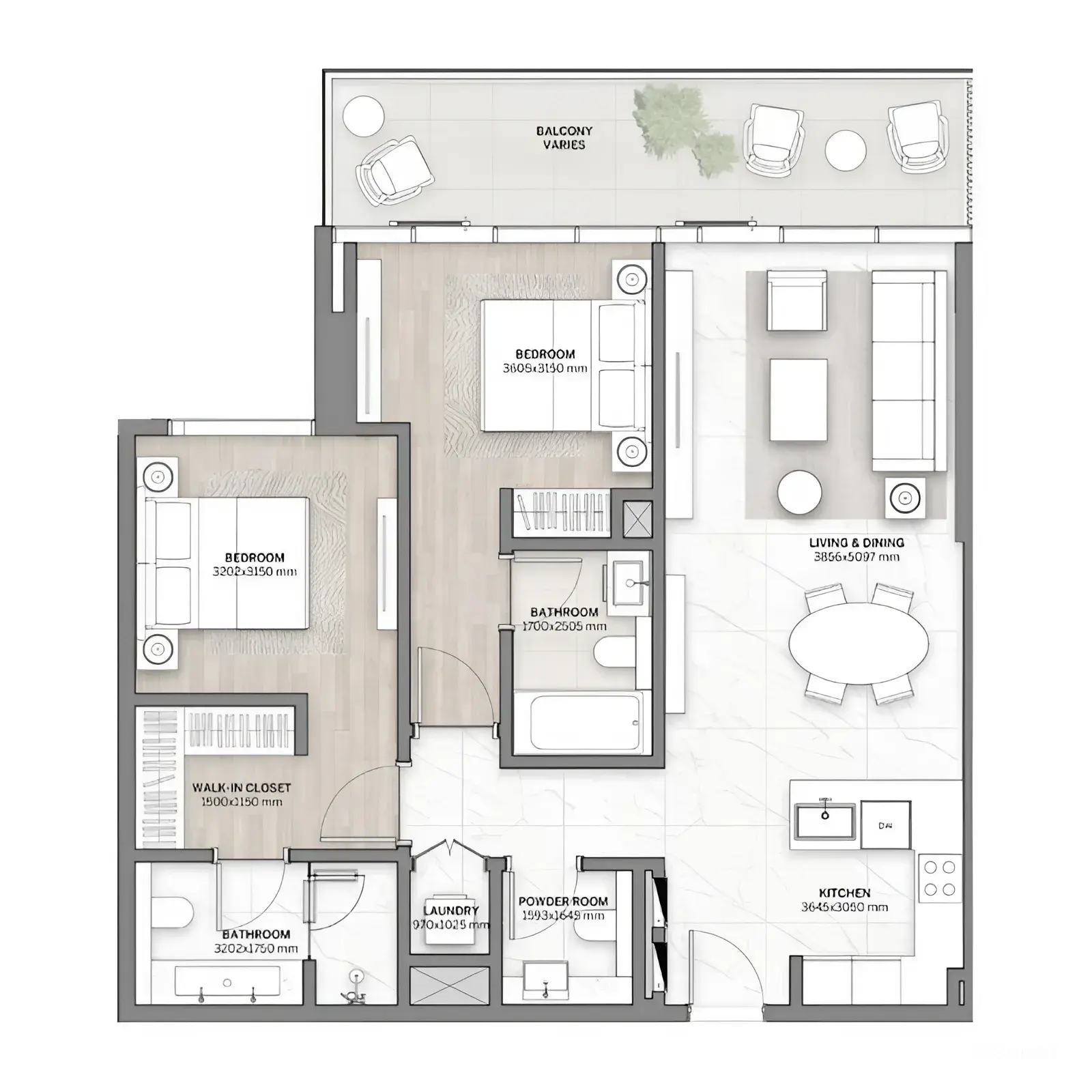 2 bedroom floor plan