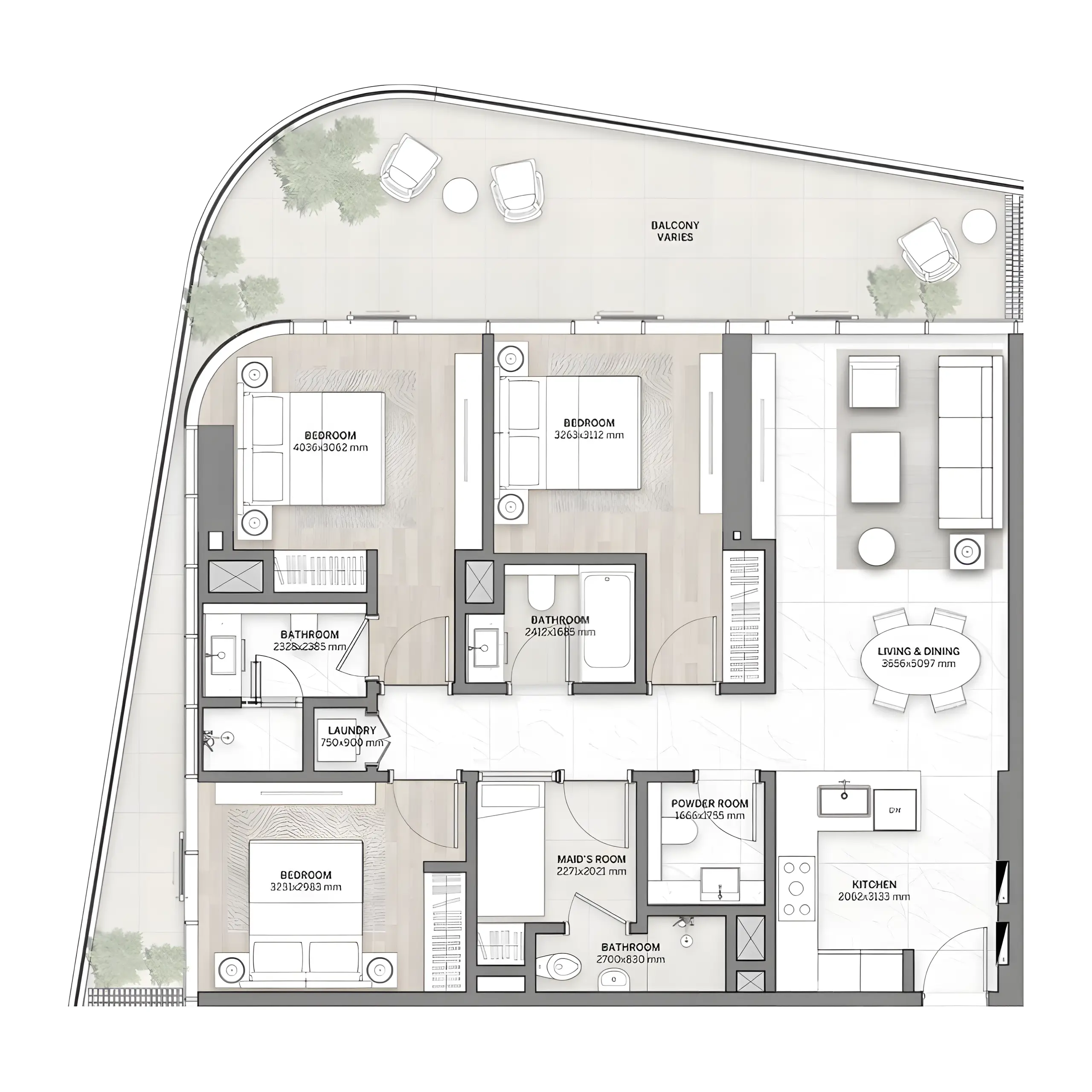 3 bedroom floor plan