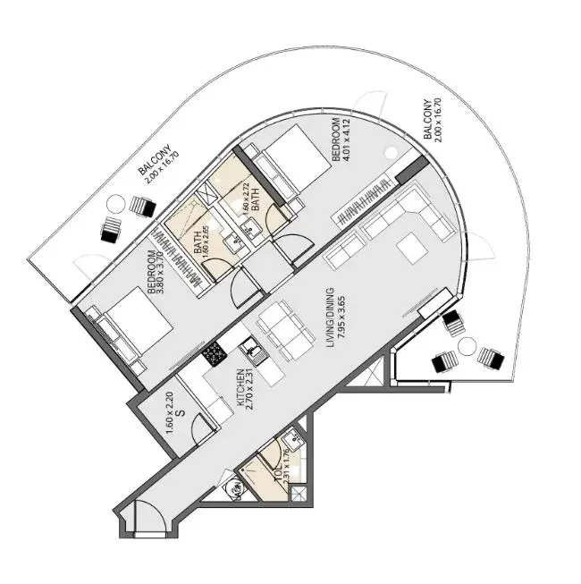 2 Bedrooms apartments - Val by Kasco floor plan