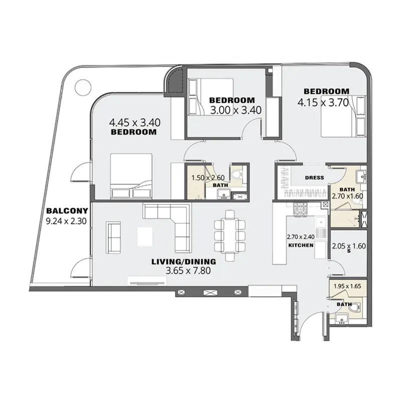 3 bedroom floor plan