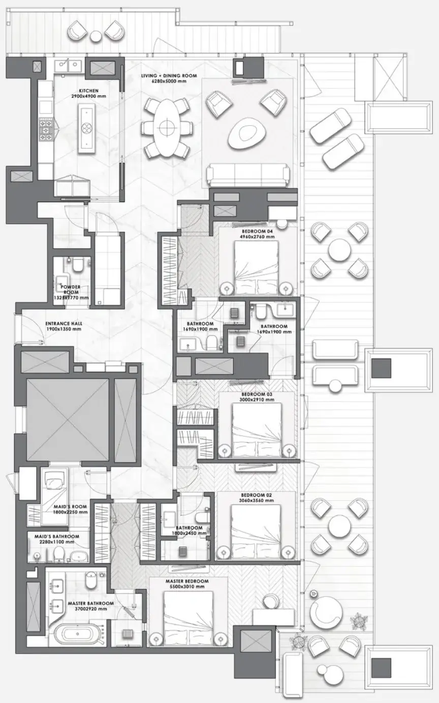 4 Bedrooms apartments - DaVinci floor plan