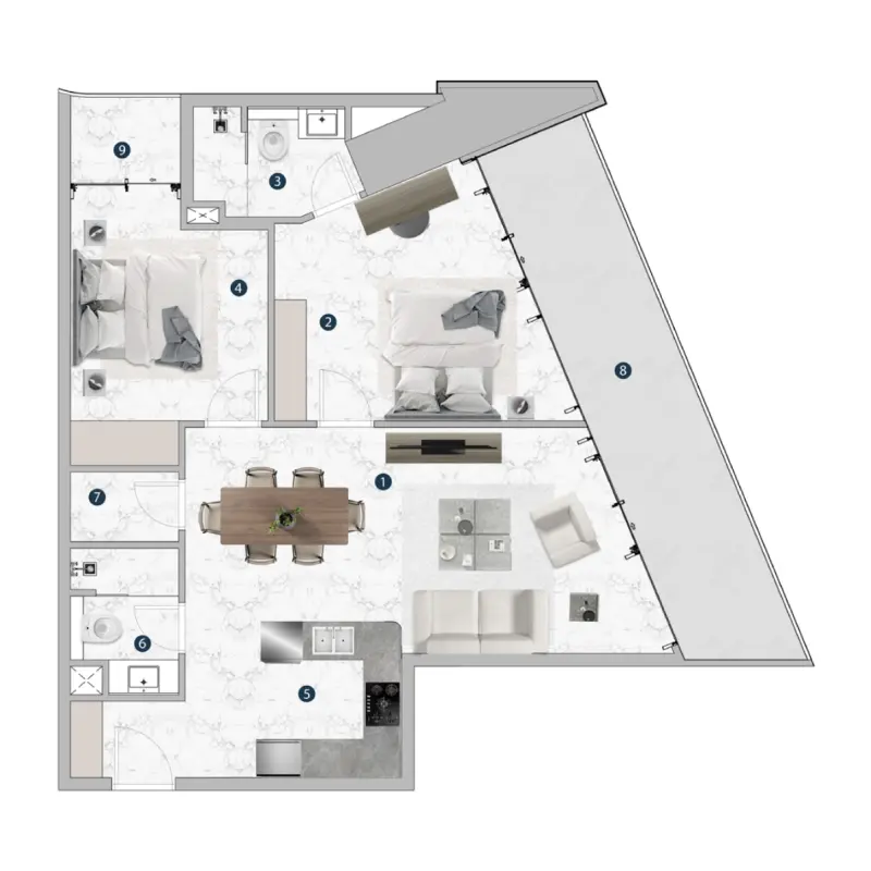 2,5 bedroom floor plan