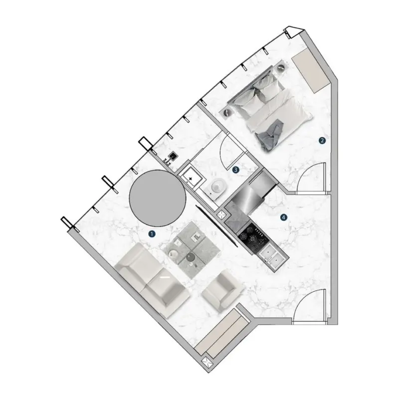 1 bedroom floor plan