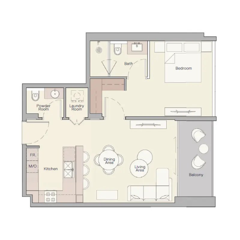 1 bedroom floor plan