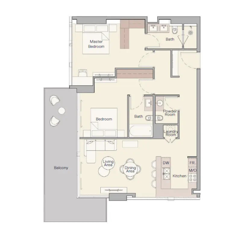 2 bedroom floor plan
