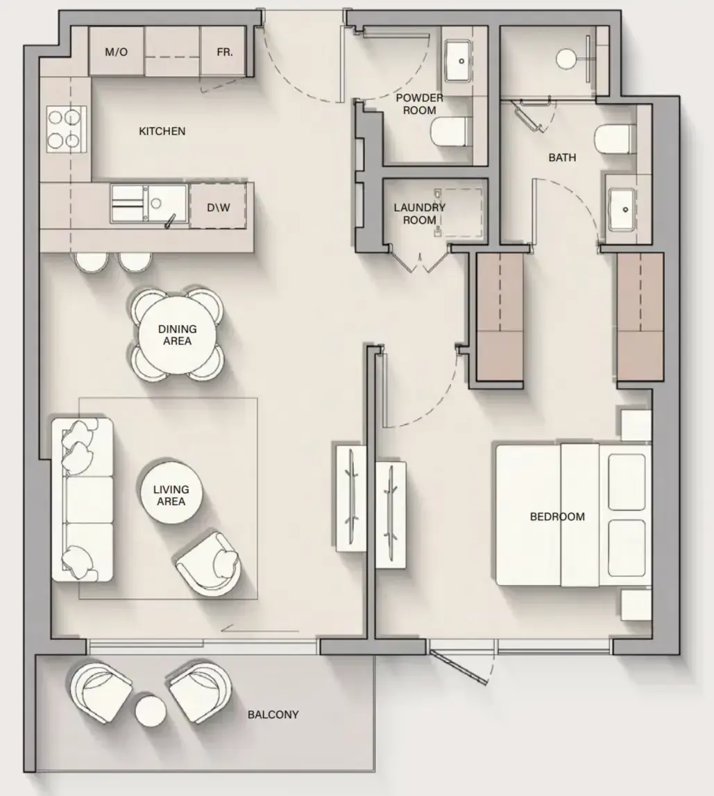 1 Bedroom apartments - The Hillgate floor plan
