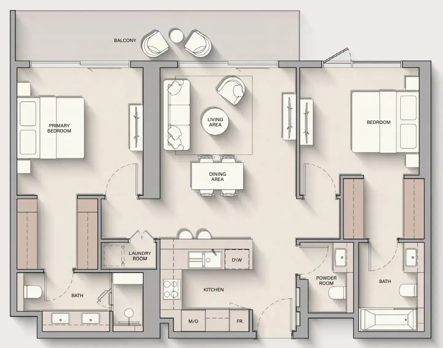 2 Bedrooms apartments - The Hillgate floor plan